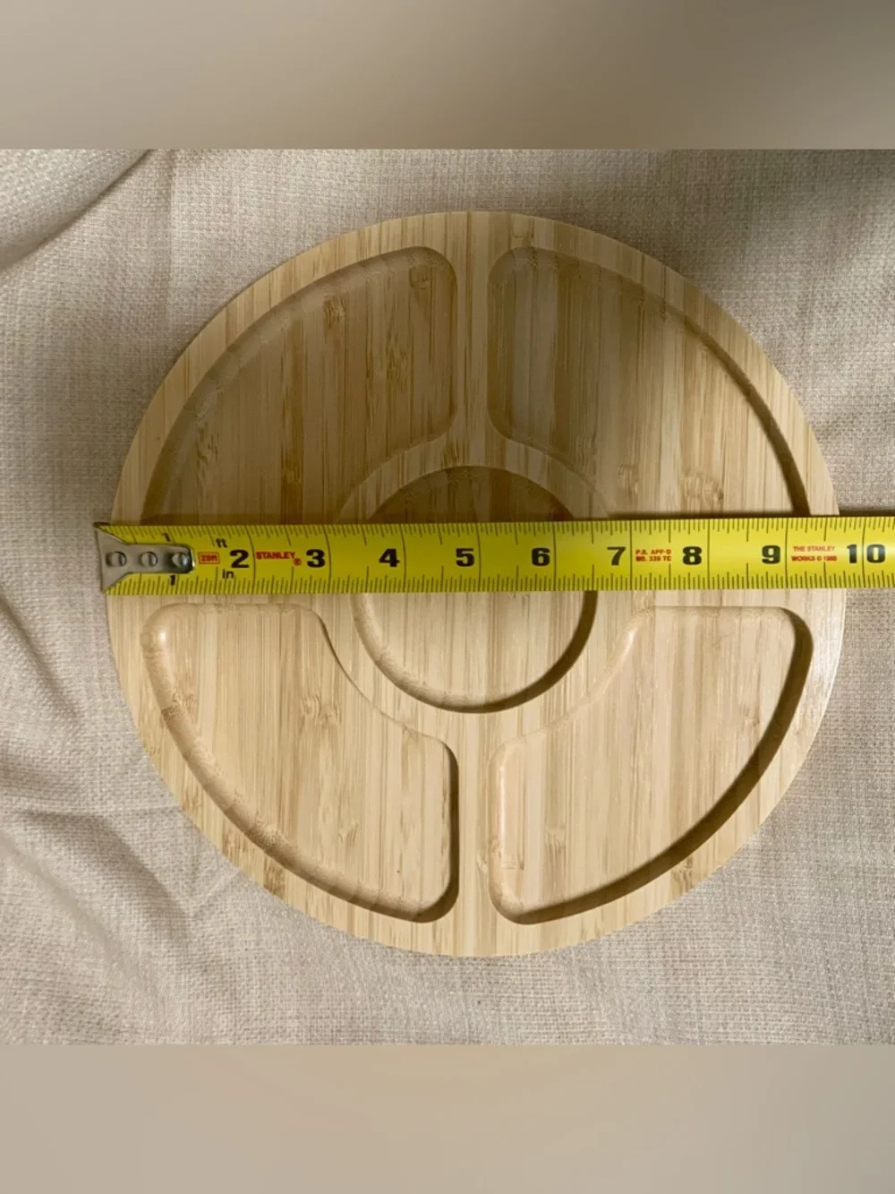 Wood Snack Bowl & Divided Bamboo Serving Tray Lid Set NWOT (2)
